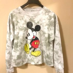 Mickey Mouse Tie and Dye Gray White Color Sweatshirt Tops Like New